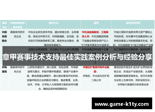 意甲赛事技术支持最佳实践案例分析与经验分享