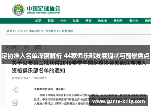 足协准入名单深度解析 44家俱乐部发展现状与前景盘点